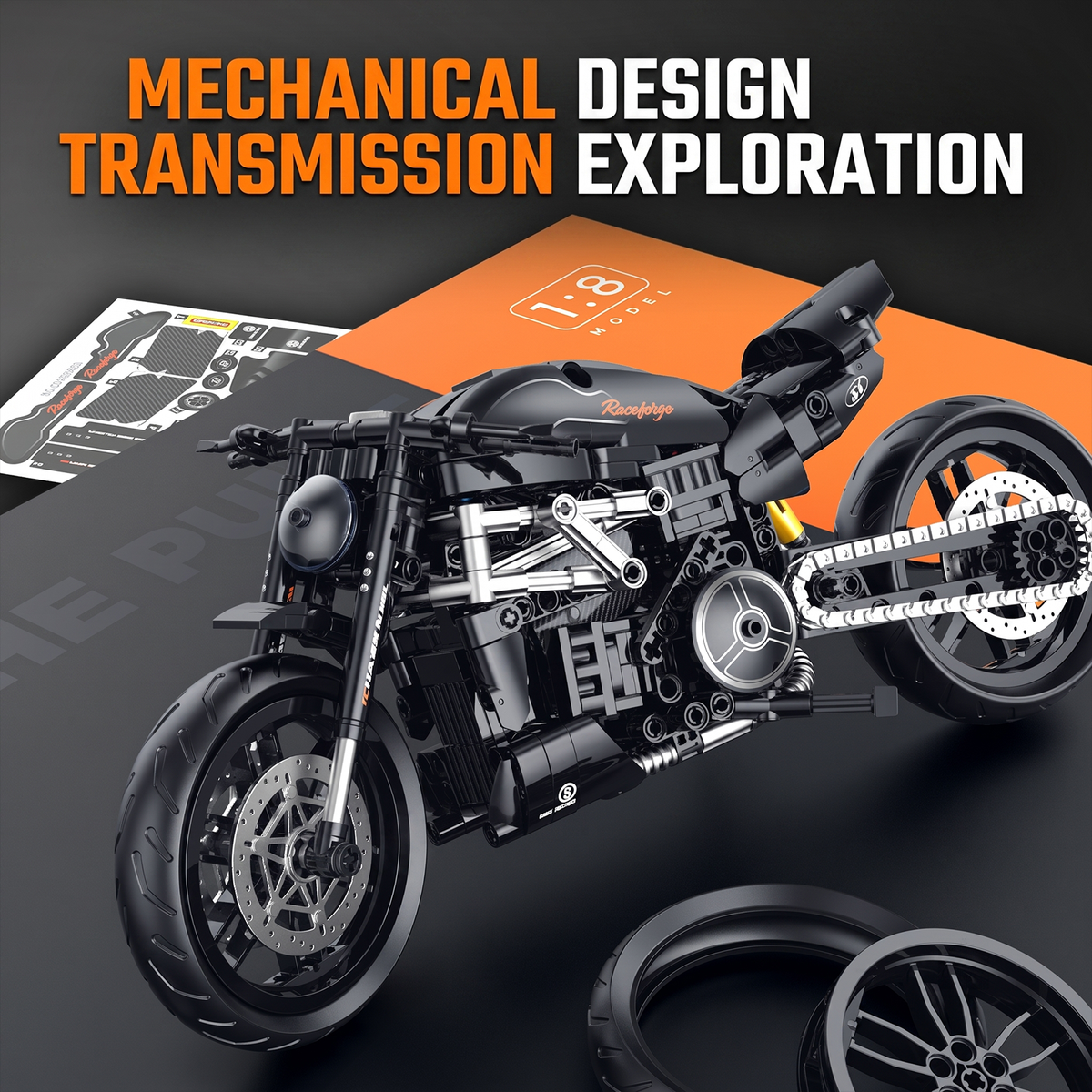 1:8 Power Cruiser Motorcycle Building Kit