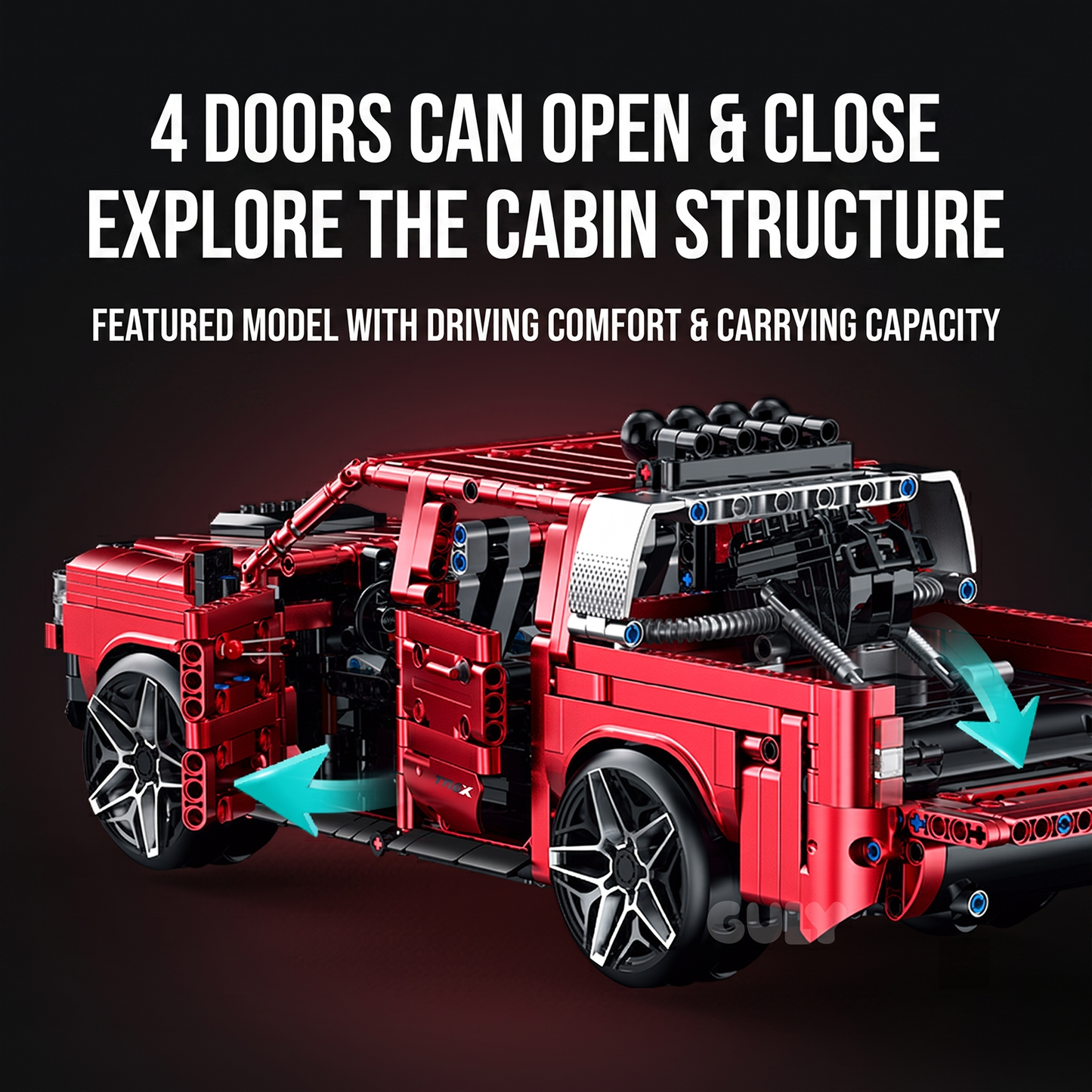 1:14 RC Off-Road Pickup Truck Building Set — Electroplated Red