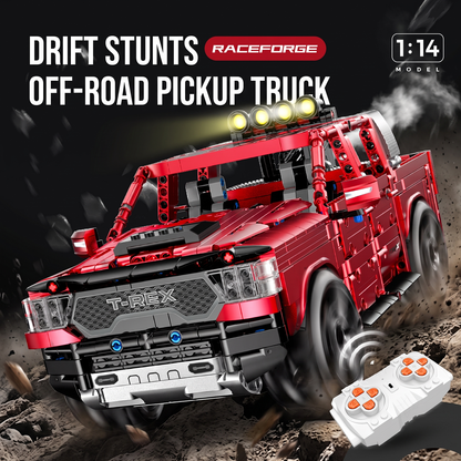 1:14 RC Off-Road Pickup Truck Building Set — Electroplated Red
