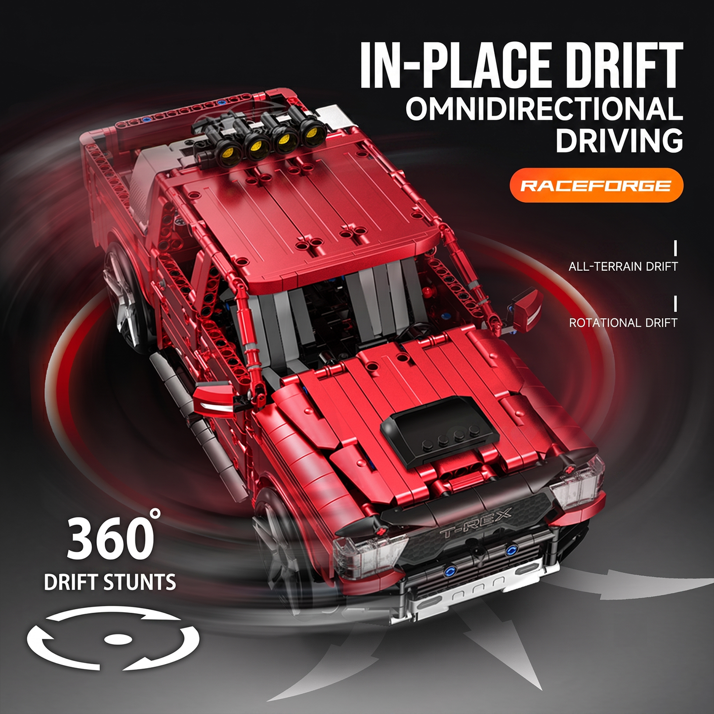 1:14 RC Off-Road Pickup Truck Building Set — Electroplated Red
