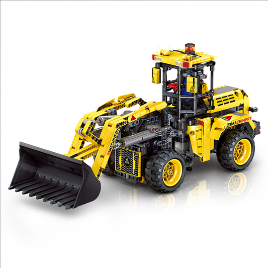 A 1,055+-piece 6-in-1 RC wheel loader with a lifting, tilting bucket, plus a tractor and four physics-demo rebuilds. Full motor kit included. STEM, 14+.