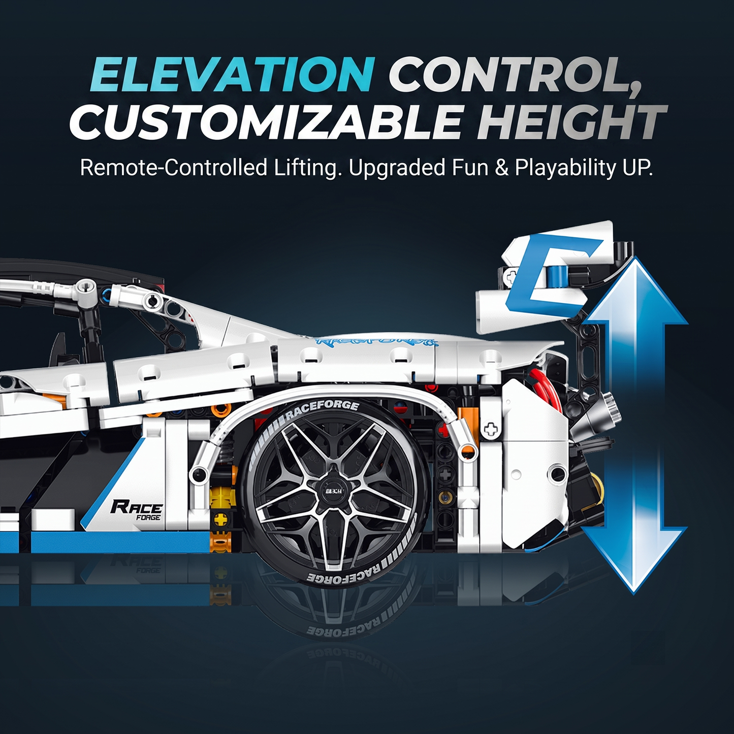 1:10 RC Drift Supercar Building Set — Crystal White