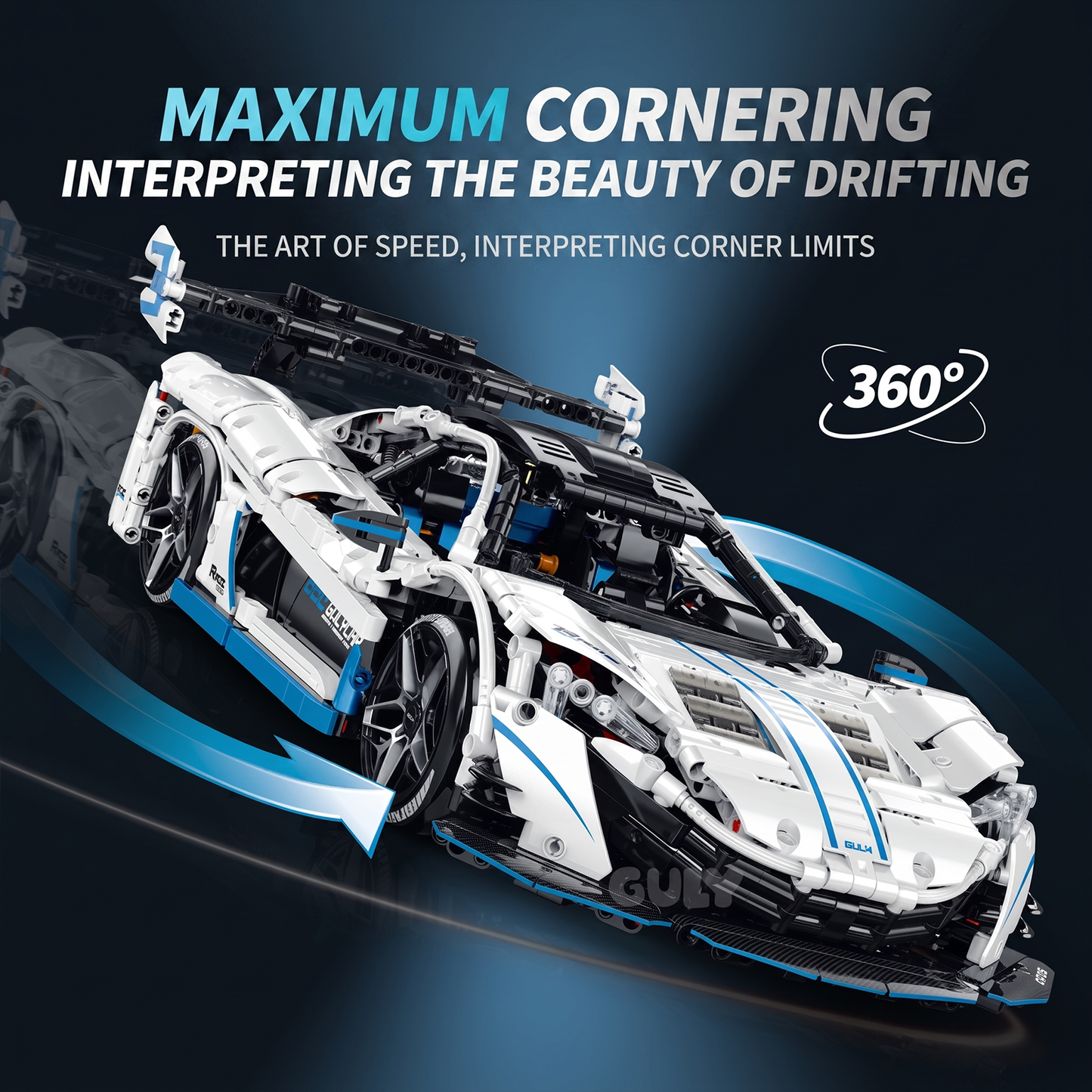 1:10 RC Drift Supercar Building Set — Crystal White