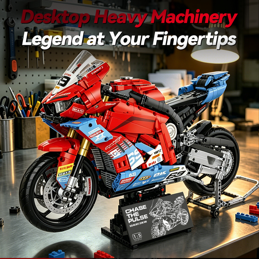 1:5 Racing Motorcycle – Red/Blue Livery Building Set