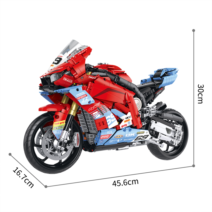 1:5 Racing Motorcycle – Red/Blue Livery Building Set