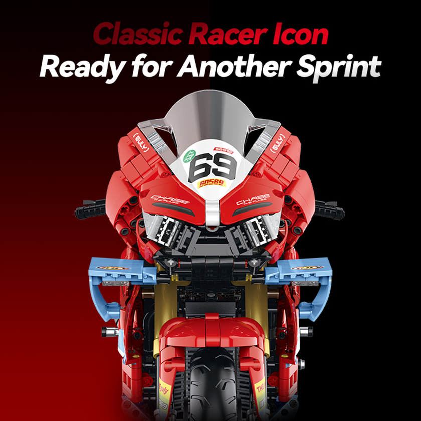1:5 Racing Motorcycle – Red/Blue Livery Building Set