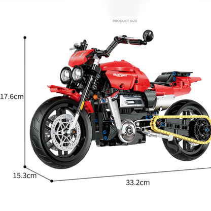 1:8 Red Power-Cruiser Motorcycle Building Kit