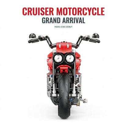 1:8 Red Power-Cruiser Motorcycle Building Kit