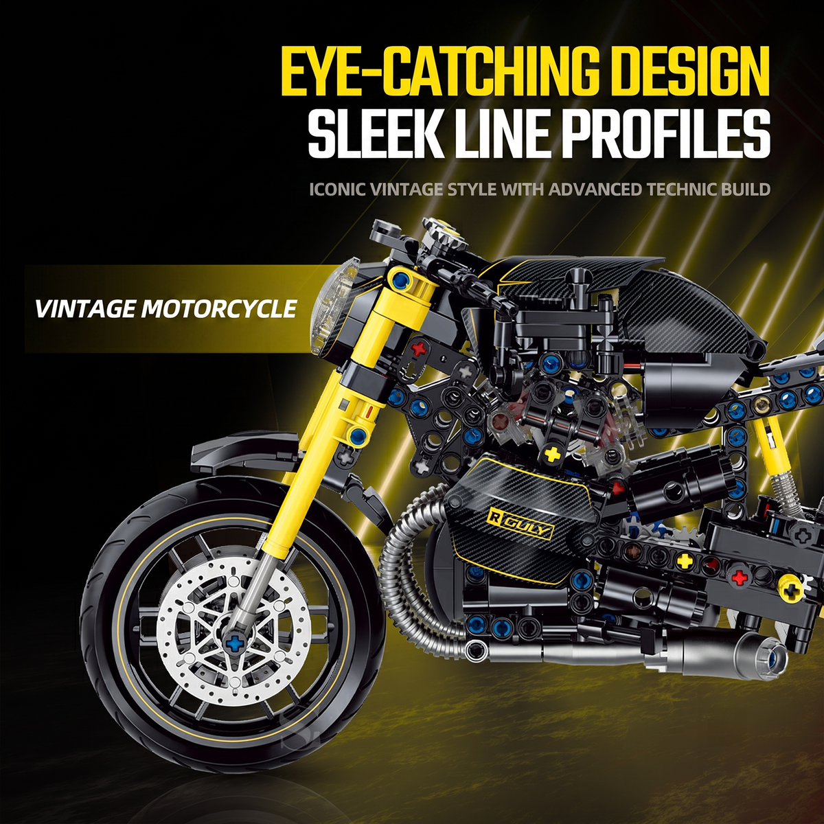 1:8 Retro Naked Roadster Motorcycle Building Kit