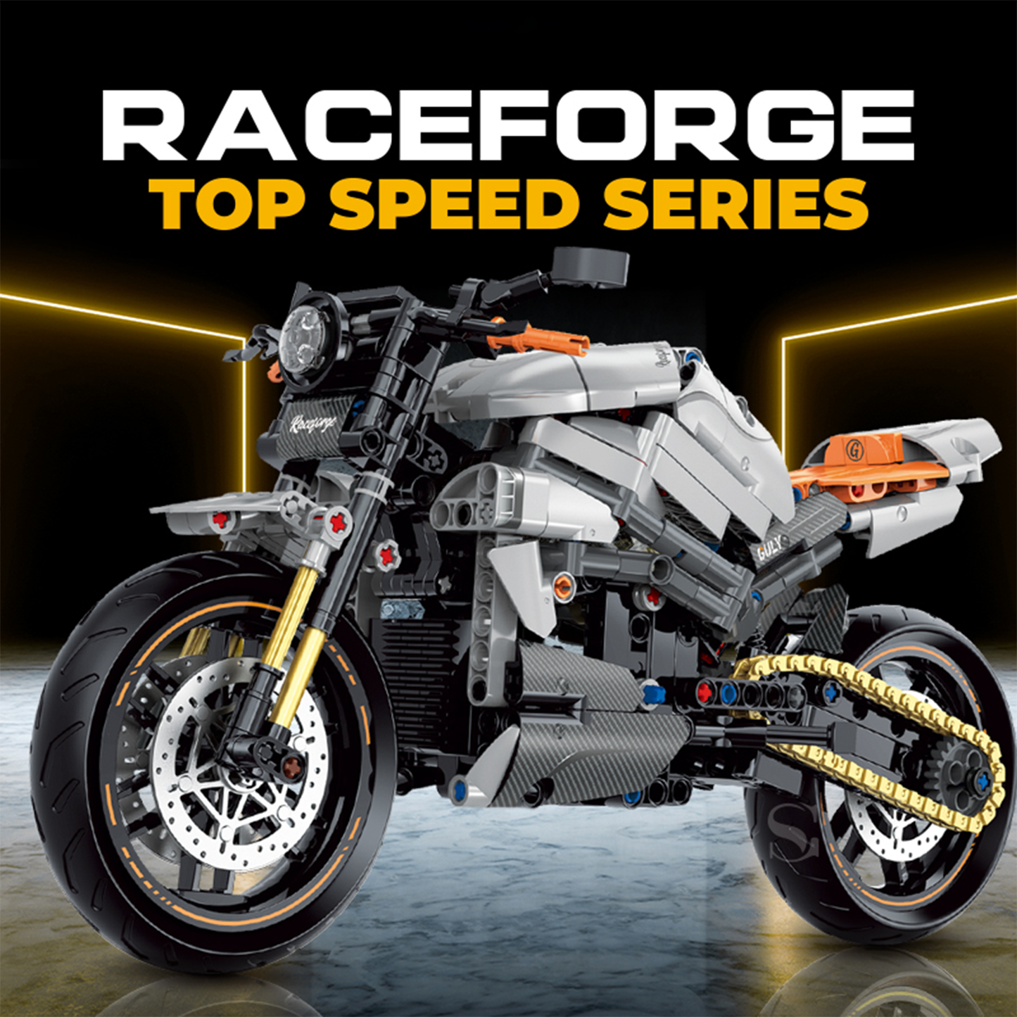1:8 Retro Naked Street Motorcycle Building Kit