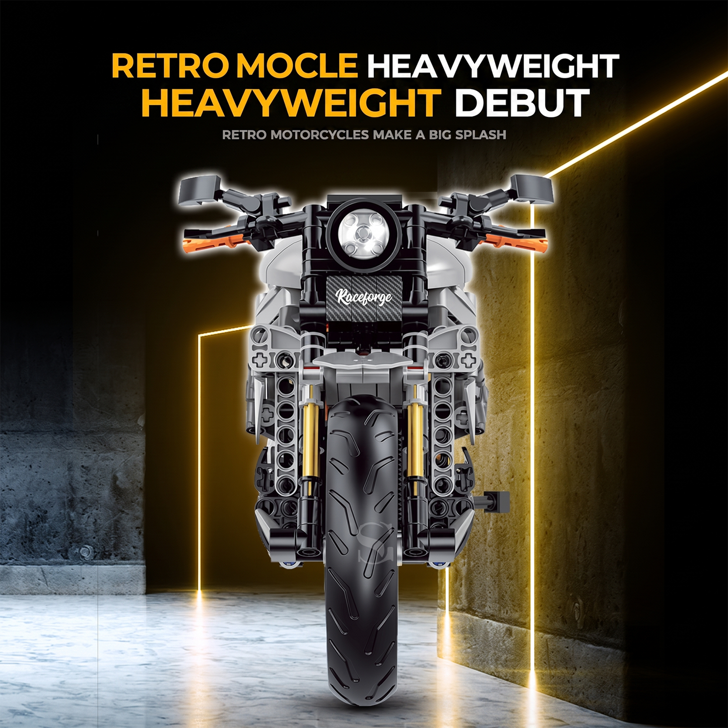 1:8 Retro Naked Street Motorcycle Building Kit