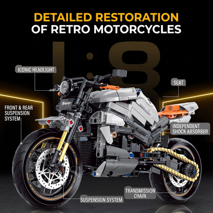1:8 Retro Naked Street Motorcycle Building Kit
