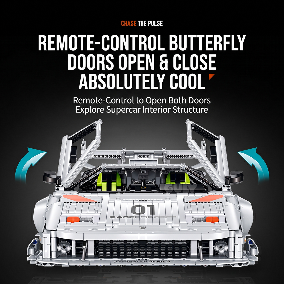 1:8 Retro Widebody Track Supercar Building Set — White