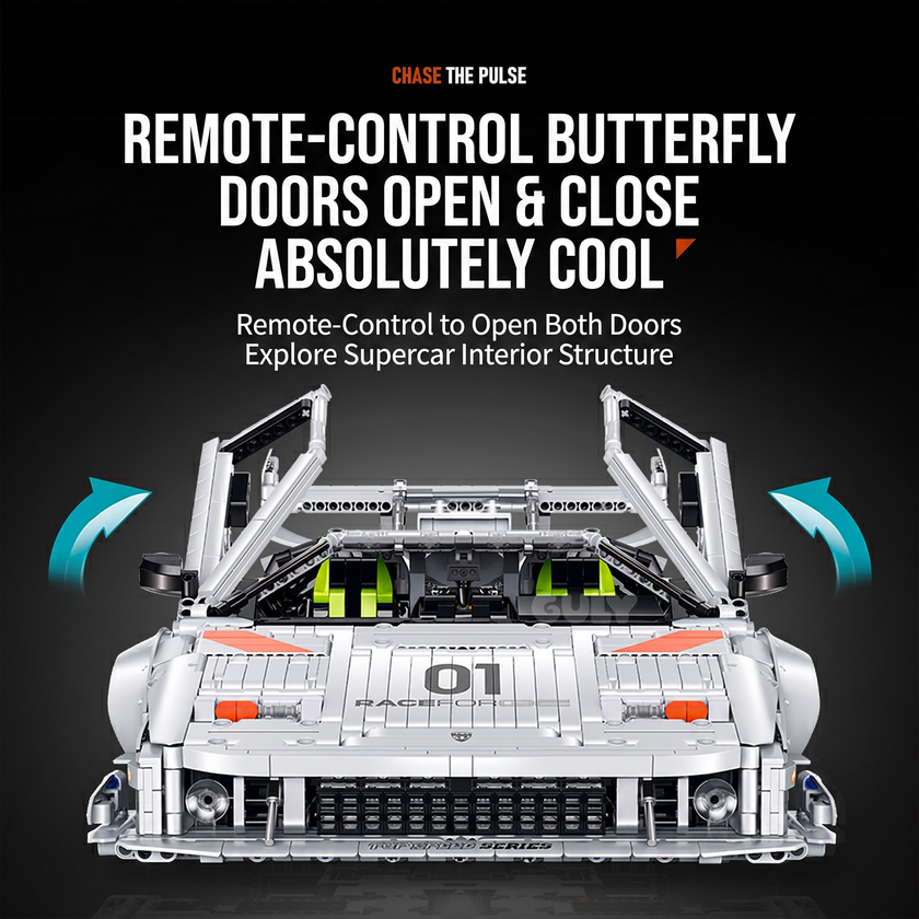 1:8 Retro Widebody Track Supercar Building Set — White