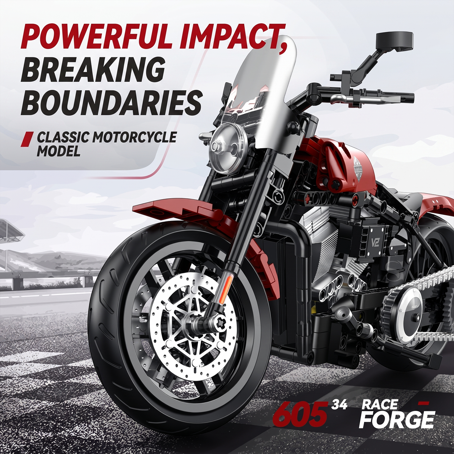 1:8 Touring Cruiser Motorcycle Building Kit