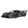 A 3,803-piece 1:8 tungsten-grey track supercar with a linked door-and-wing mechanism, 3-speed gearbox and simulated engine. Static display, RC-upgradeable. 
