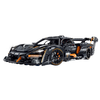 A 3,803-piece 1:8 tungsten-grey track supercar with a linked door-and-wing mechanism, 3-speed gearbox and simulated engine. Static display, RC-upgradeable. 