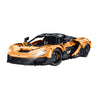 A 3,466-piece 1:8 glossy luminous-orange track hypercar with gull-wing doors, a retractable wing and a simulated engine.RC-upgradeable steam spray. 14+.