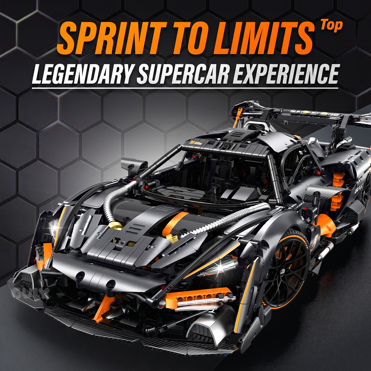1:8 Track Combat Supercar Building Set — Tungsten Grey