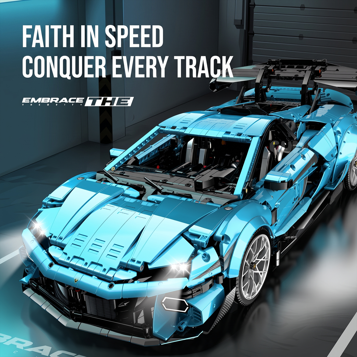 1:8 Track Hypercar Building Set — Lake Blue