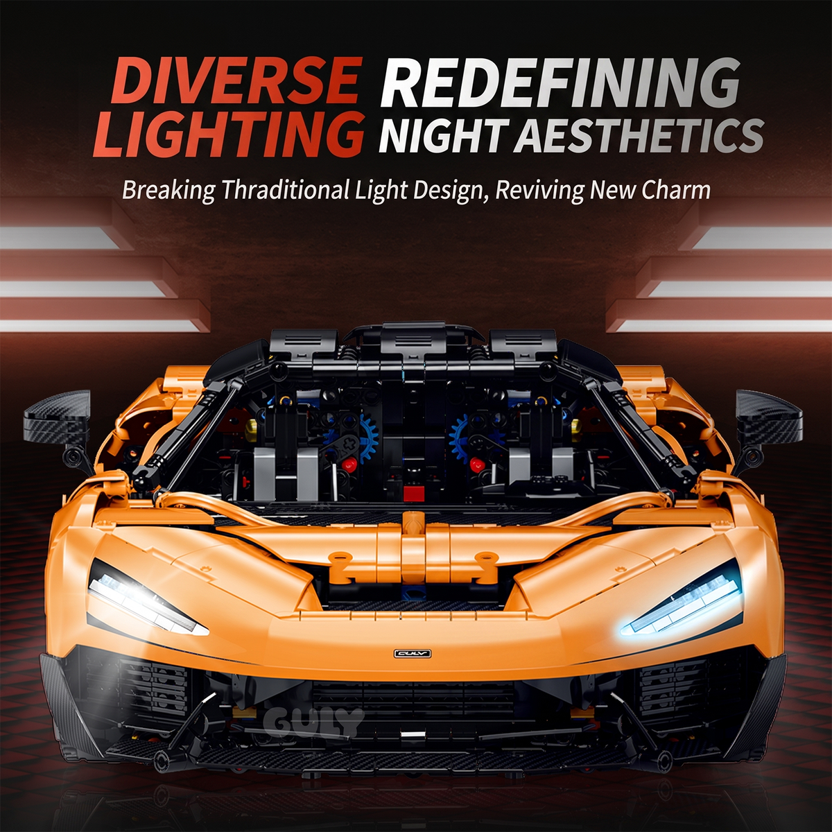 1:8 Track Hypercar Building Set — Luminous Orange