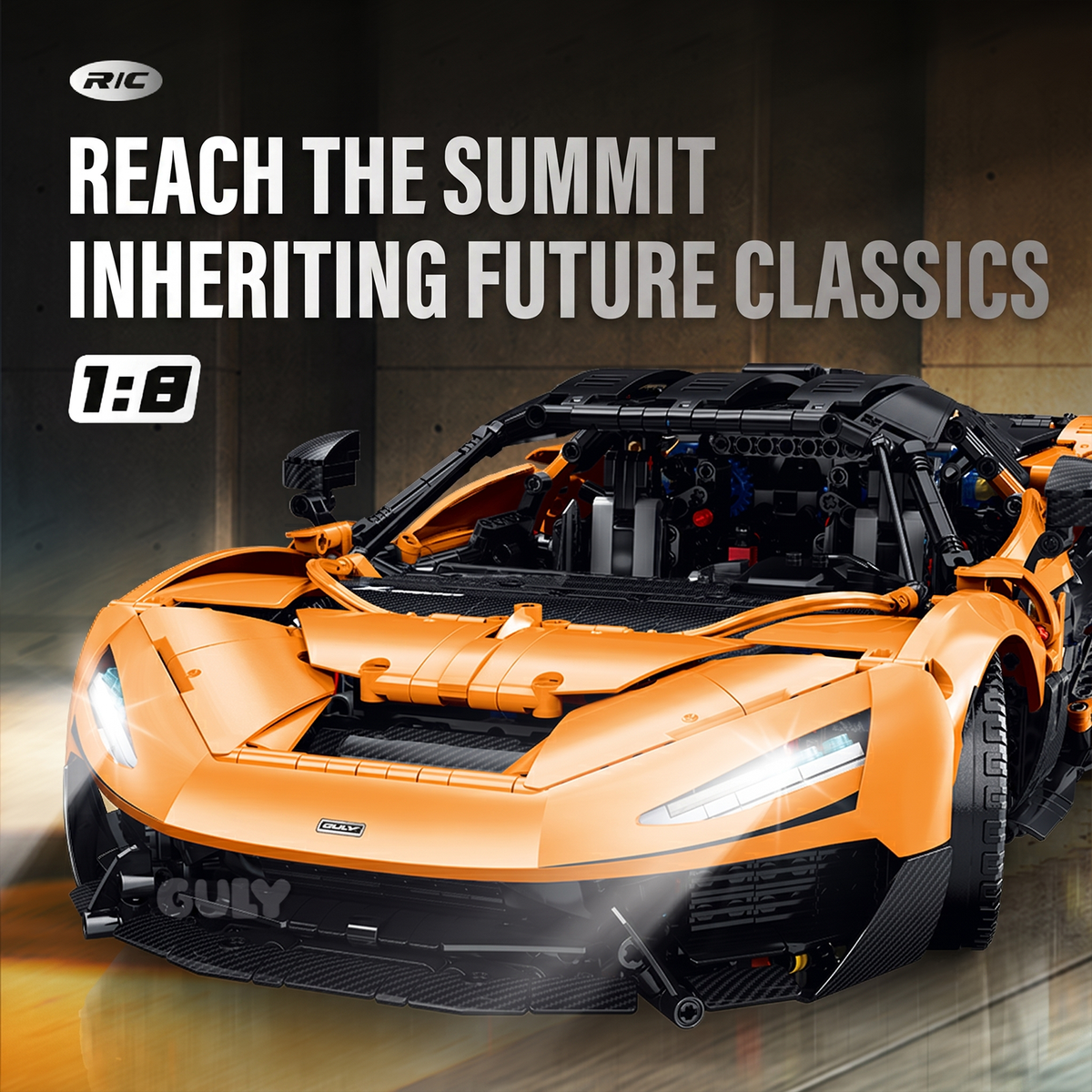 1:8 Track Hypercar Building Set — Luminous Orange