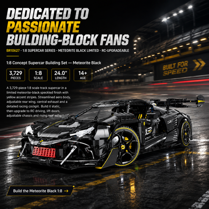 1:8 Track Supercar Building Set — Meteorite Black