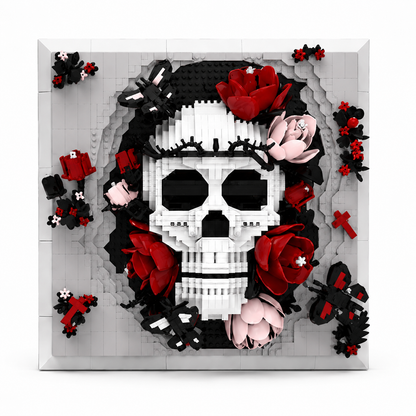 Where Gothic Art Blooms: Skull & Rose 3D Brick Wall Art