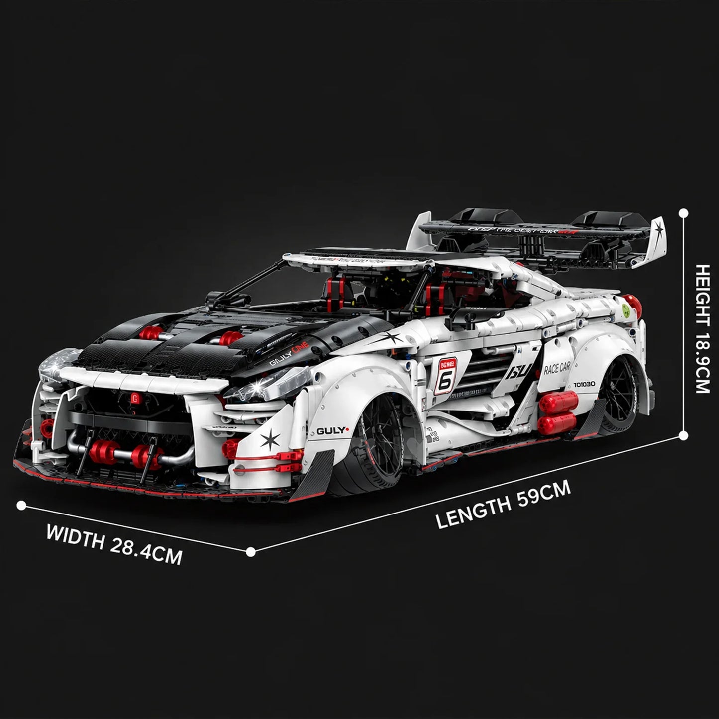 1:8 Widebody Concept Racing Car Building Set — White & Red