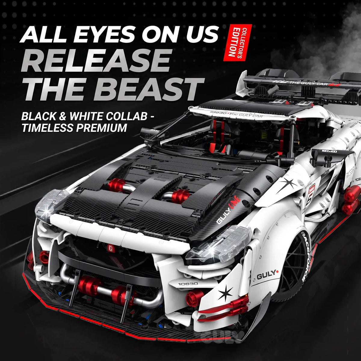 1:8 Widebody Concept Racing Car Building Set — White & Red