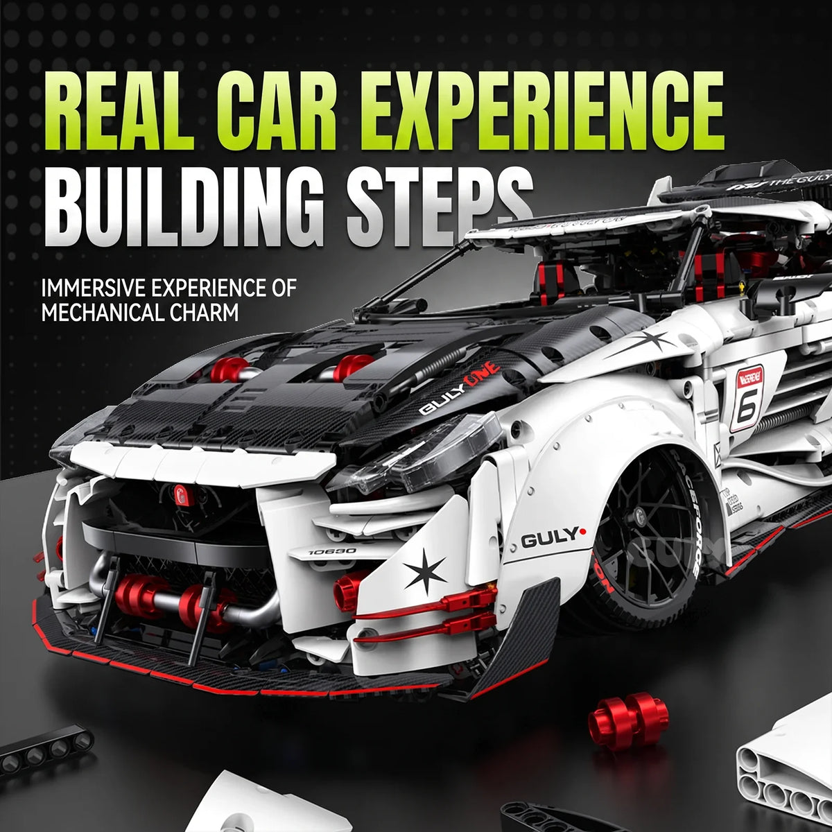 1:8 Widebody Concept Racing Car Building Set — White & Red