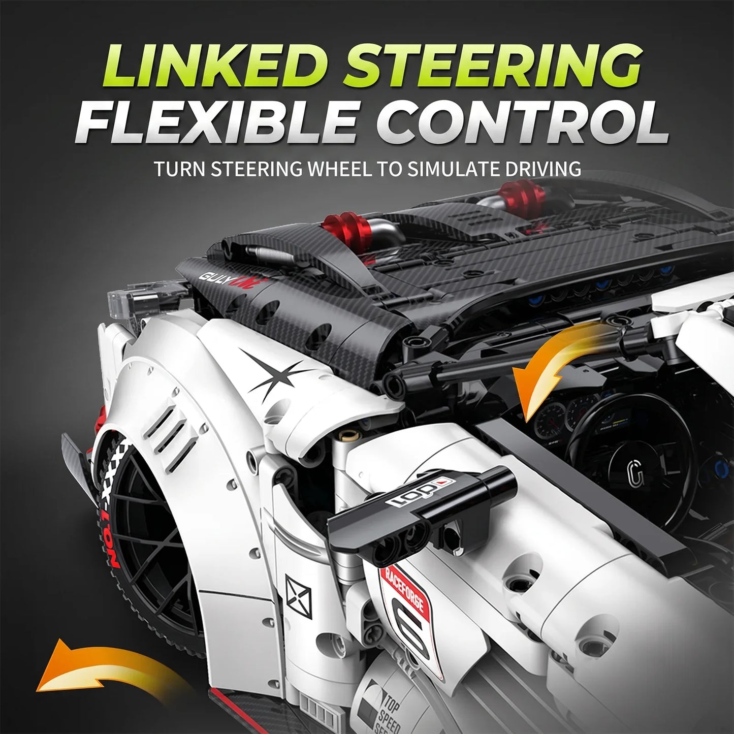 1:8 Widebody Concept Racing Car Building Set — White & Red