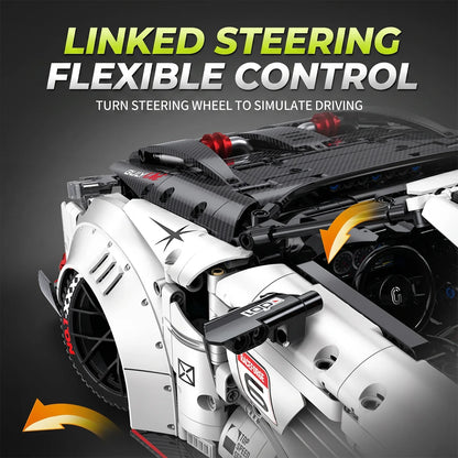 1:8 Widebody Concept Racing Car Building Set — White & Red