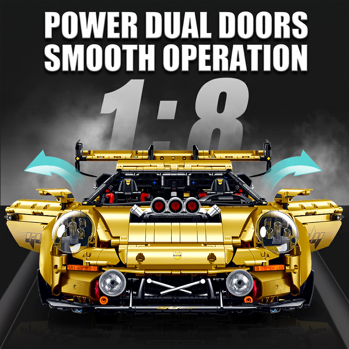 1:8 Widebody GT Supercar Building Set — Electroplated Gold