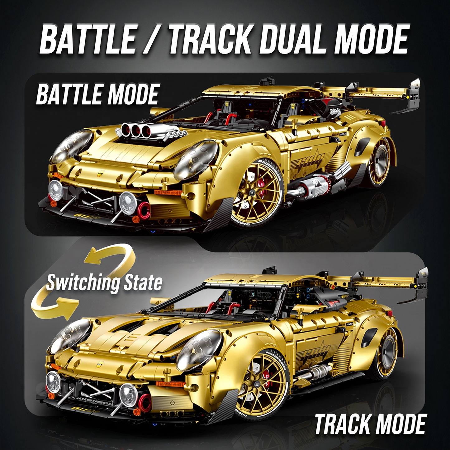 1:8 Widebody GT Supercar Building Set — Electroplated Gold