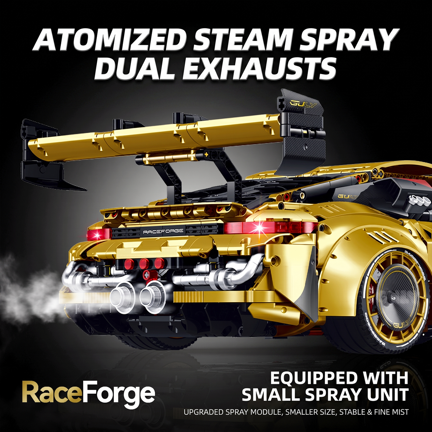 1:8 Widebody GT Supercar Building Set — Electroplated Gold
