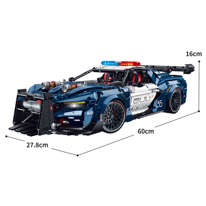 1:8 Widebody Police-Style Racing Supercar Building Set — Neptune Blue