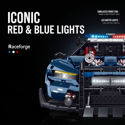 1:8 Widebody Police-Style Racing Supercar Building Set — Neptune Blue