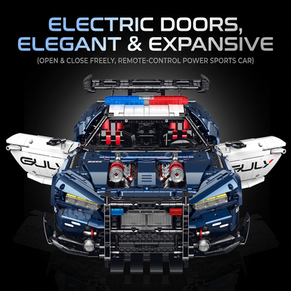 1:8 Widebody Police-Style Racing Supercar Building Set — Neptune Blue