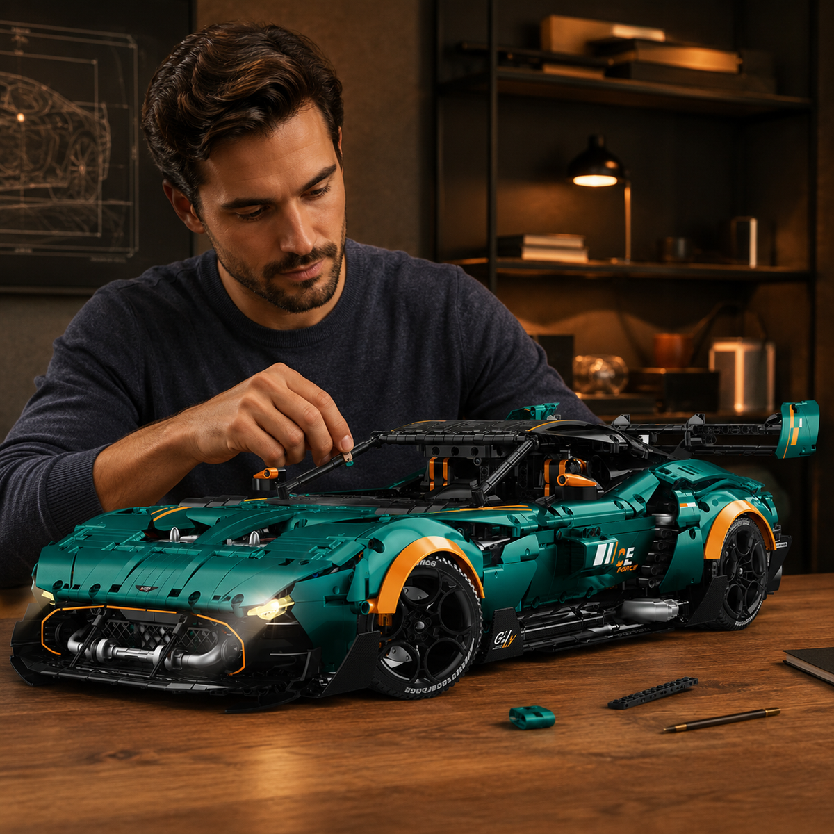 1:8 Track Supercar Building Set — Emerald Green