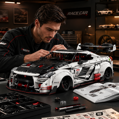 1:8 Widebody Concept Racing Car Building Set — White & Red