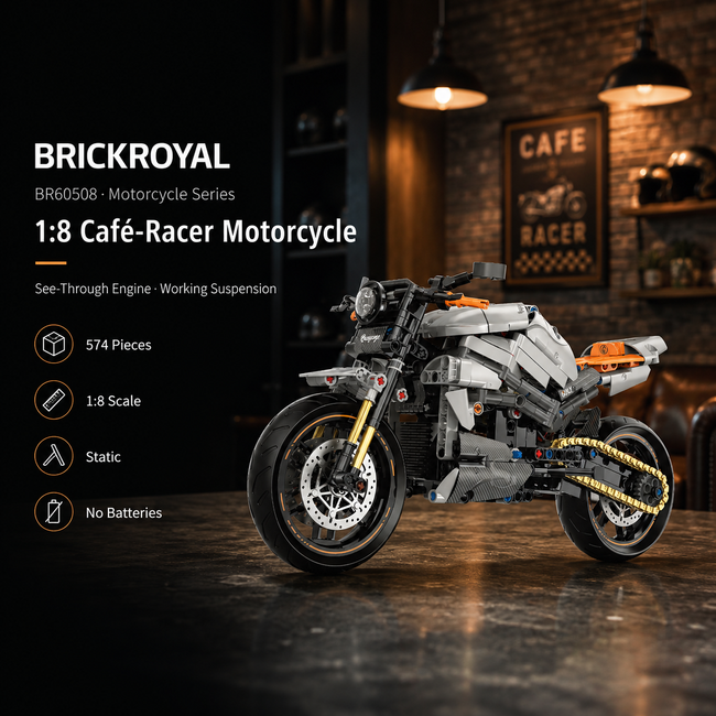 1:8 Retro Naked Street Motorcycle Building Kit