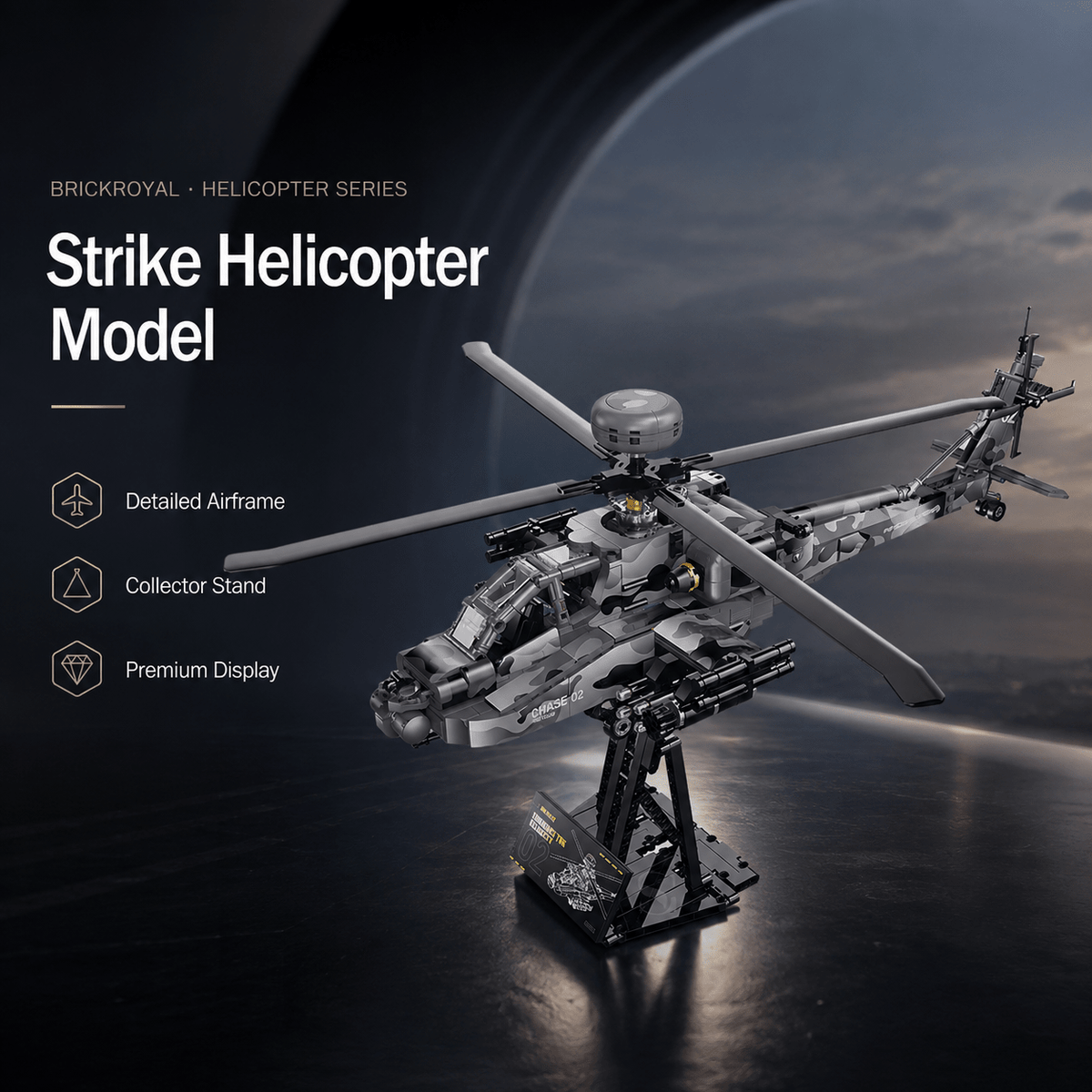 Attack Helicopter Building Kit | Mechanical Building Kits | BrickRoyal