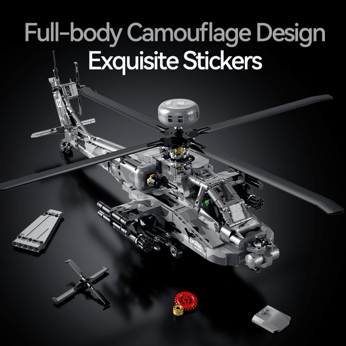 Attack Helicopter Building Kit | Mechanical Building Kits | BrickRoyal