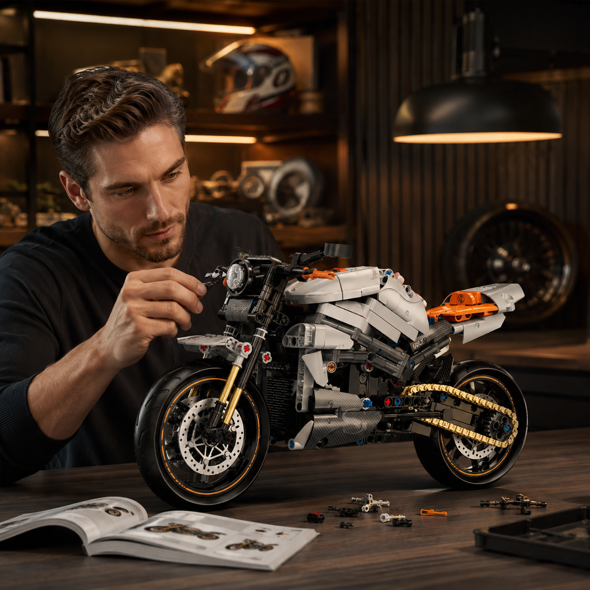 1:8 Retro Naked Street Motorcycle Building Kit
