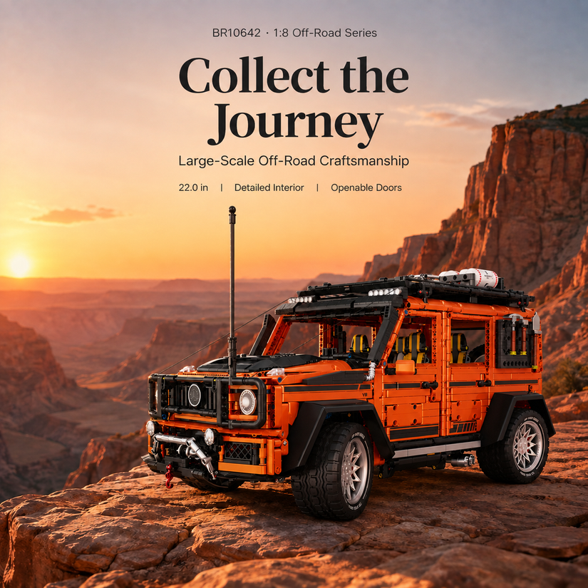 1:8 Off-Road Explorer SUV Building Set — Metallic Orange