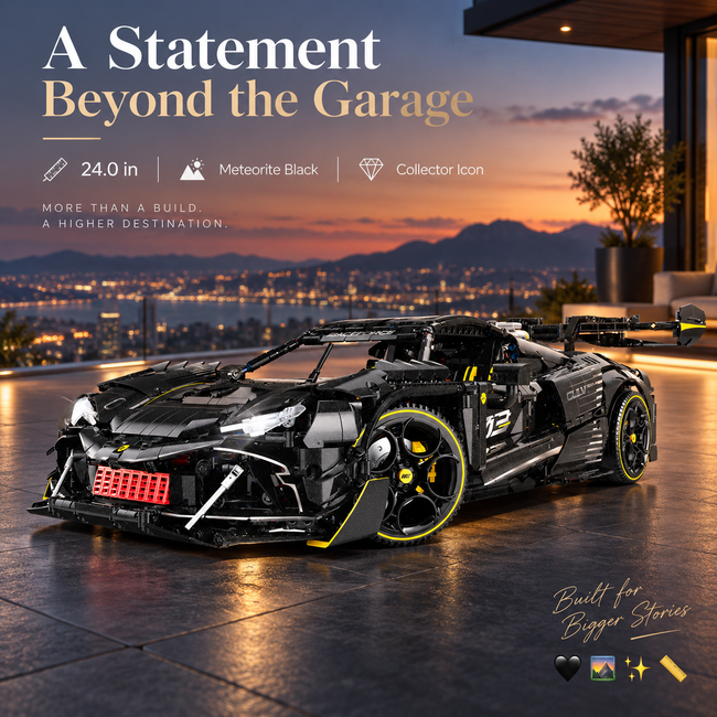 1:8 Track Supercar Building Set — Meteorite Black