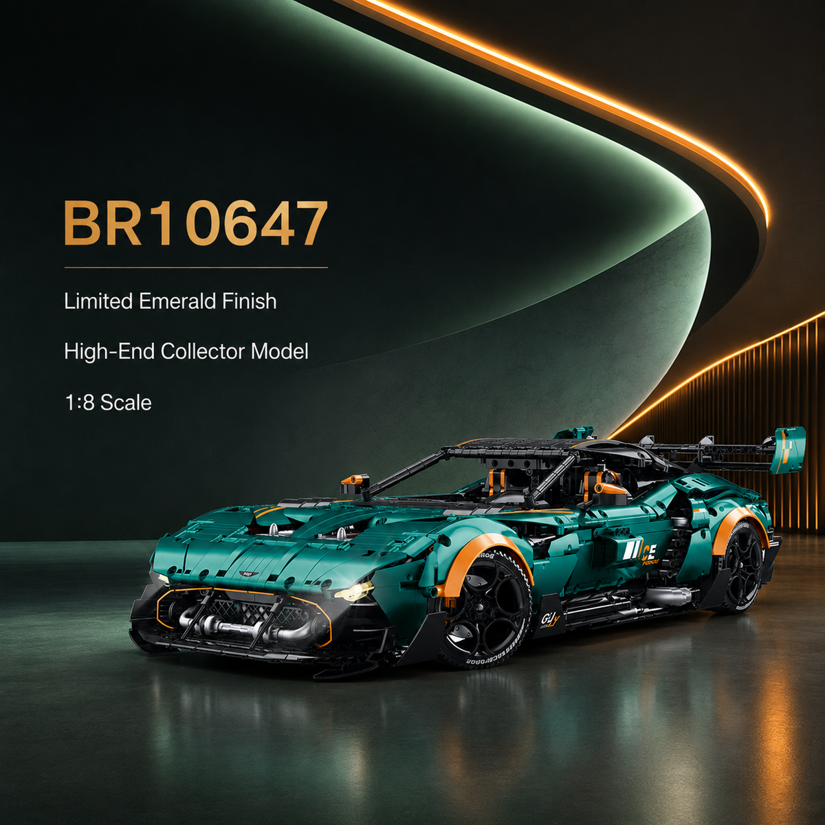 1:8 Track Supercar Building Set — Emerald Green