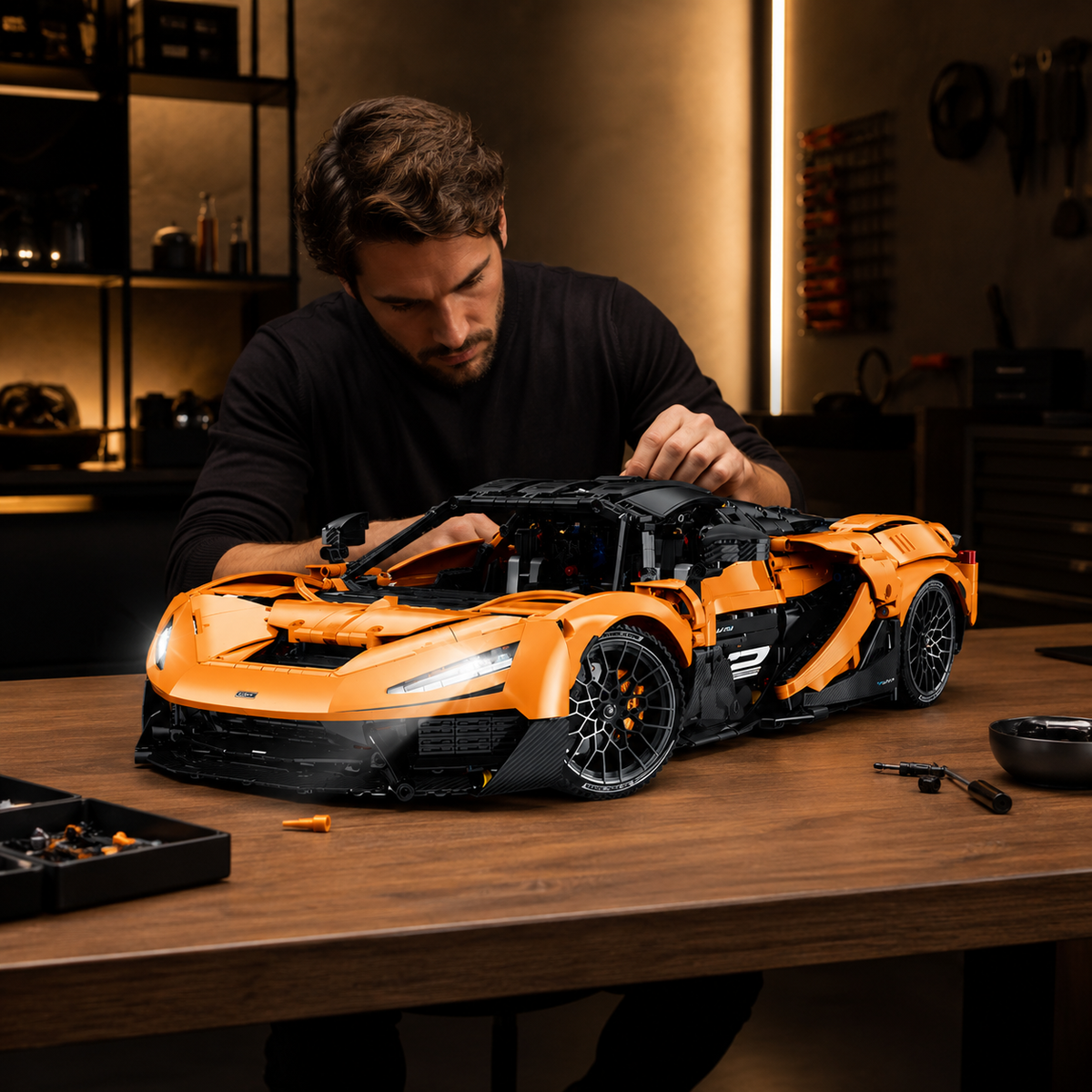 1:8 Track Hypercar Building Set — Luminous Orange
