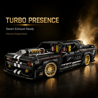 1:8 Classic Muscle Race Car Building Set — Black & Gold